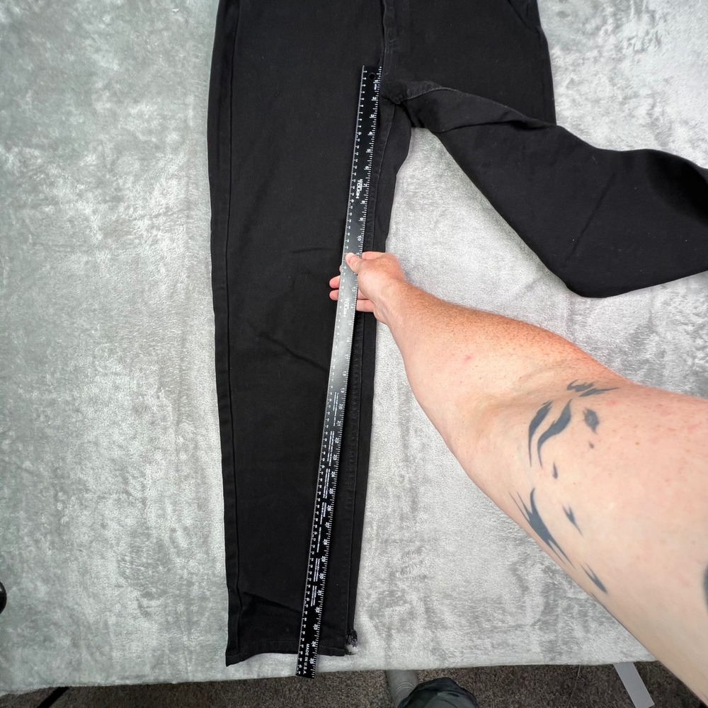 Lee High Rise Straight Leg Jeans Womens 12 Long Black Solid Denim Made in USA - Picture 8 of 15